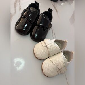 Kids Velcro Closure Dress Shoes in Black and White